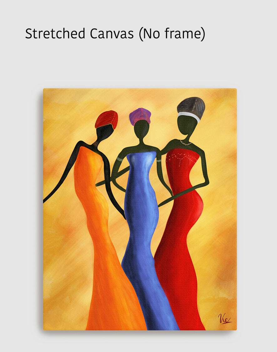 Colorful Modern Contemporary African Women Abstract Painting - Original Wall Art
