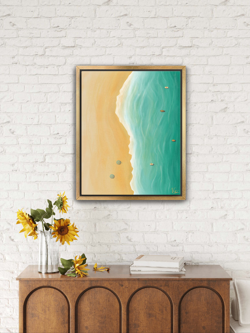 Relaxing Summer Beach Painting - Top View Ocean Artwork