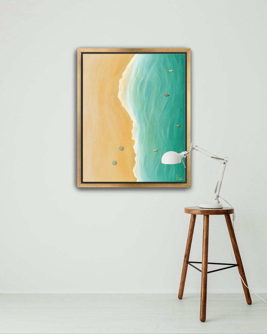 Relaxing Summer Beach Painting - Top View Ocean Artwork
