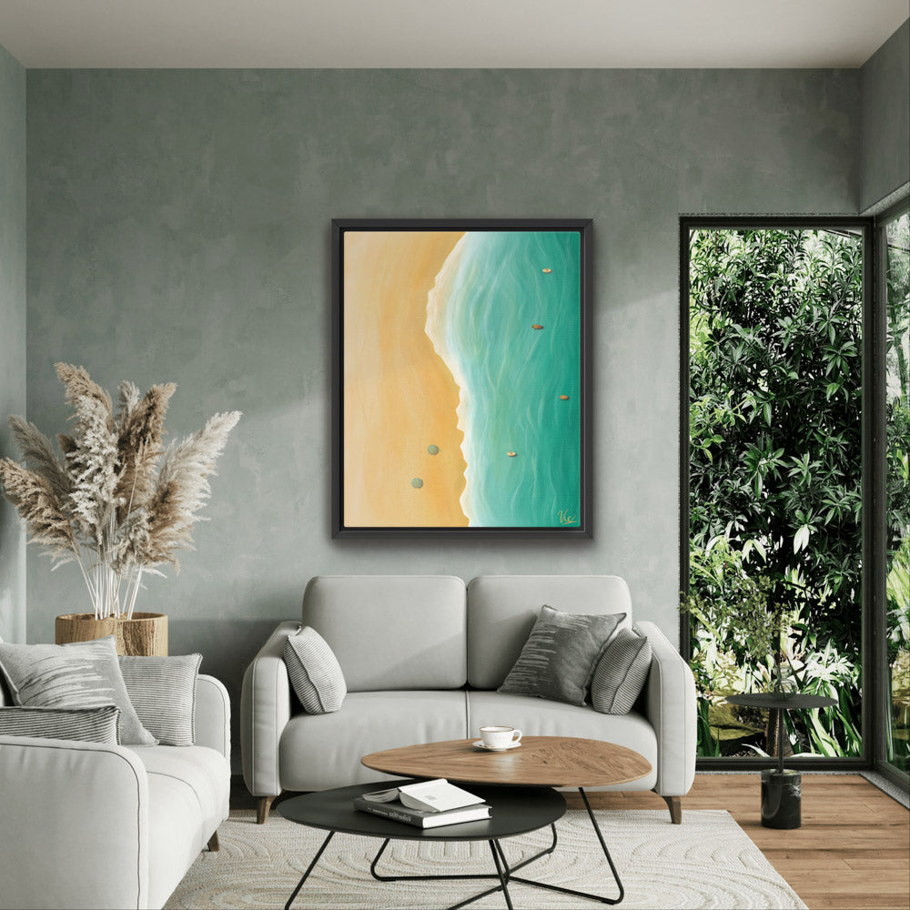 Relaxing Summer Beach Painting - Top View Ocean Artwork