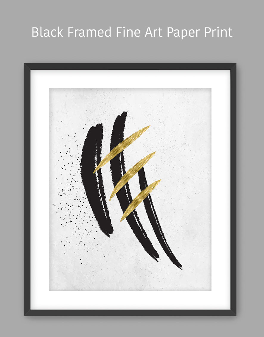 Abstract Modern Black and Gold Minimalistic Artwork 1