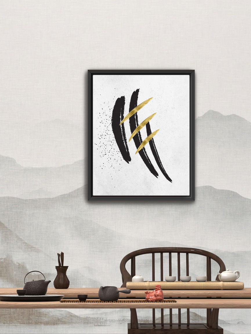 Abstract Modern Black and Gold Minimalistic Artwork 1