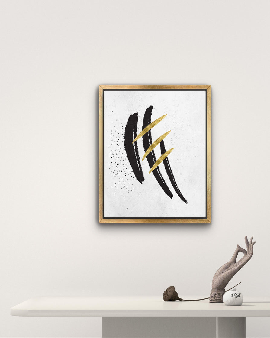 Abstract Modern Black and Gold Minimalistic Artwork 1