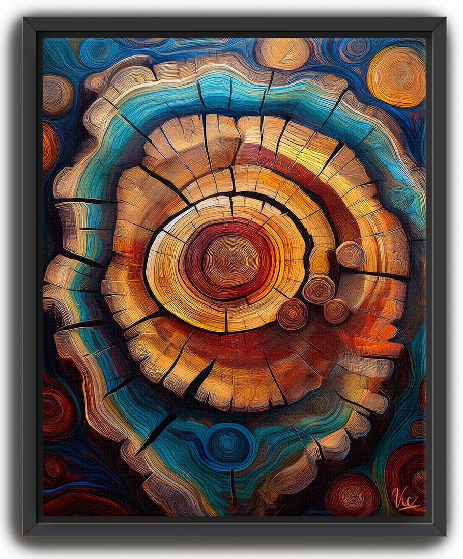 Colorful Abstract Tree Trunk Painting