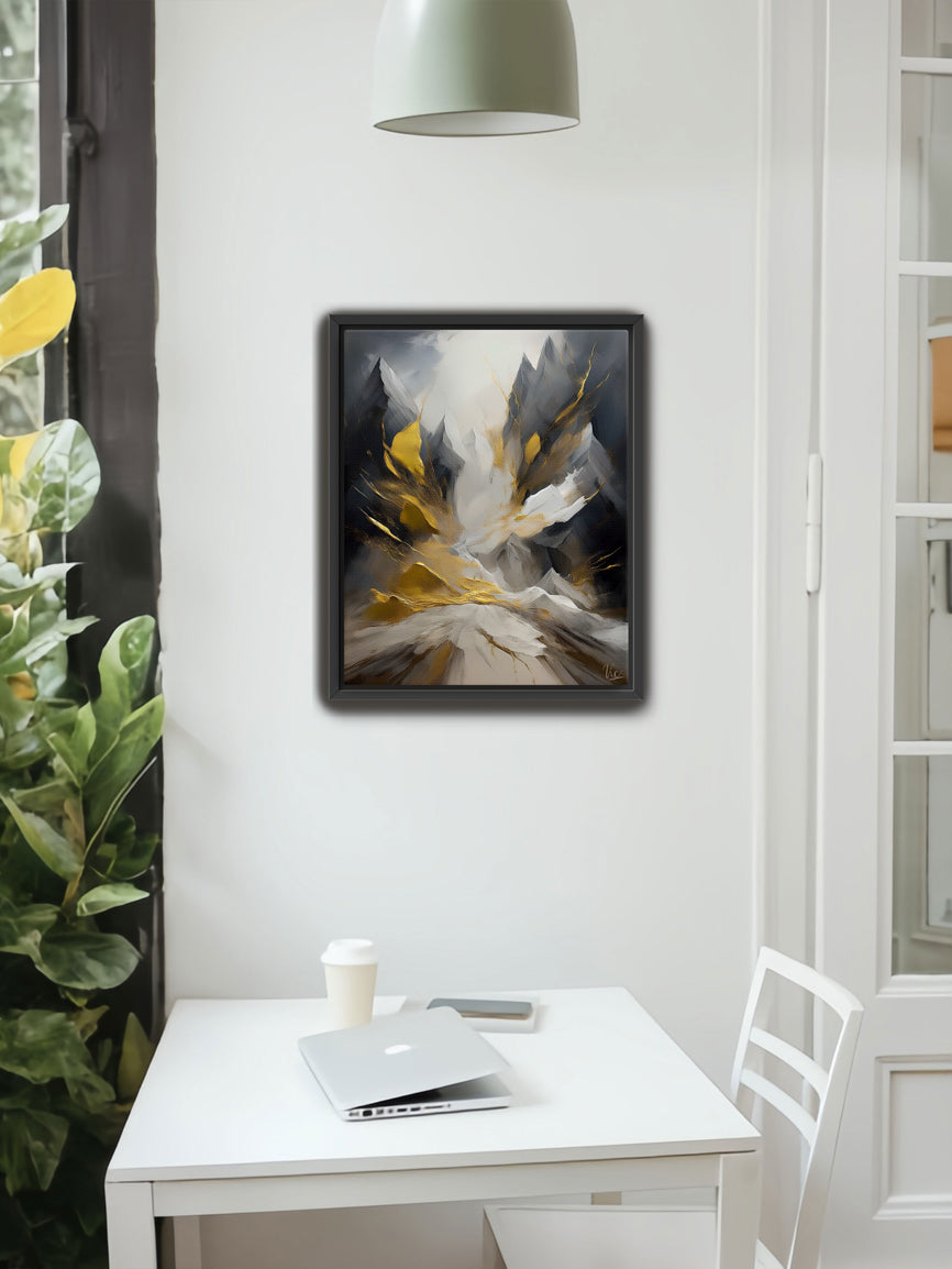 Abstract Black and Gold Contemporary Painting