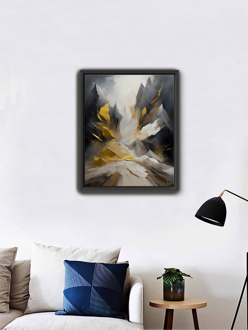 Abstract Black and Gold Contemporary Painting