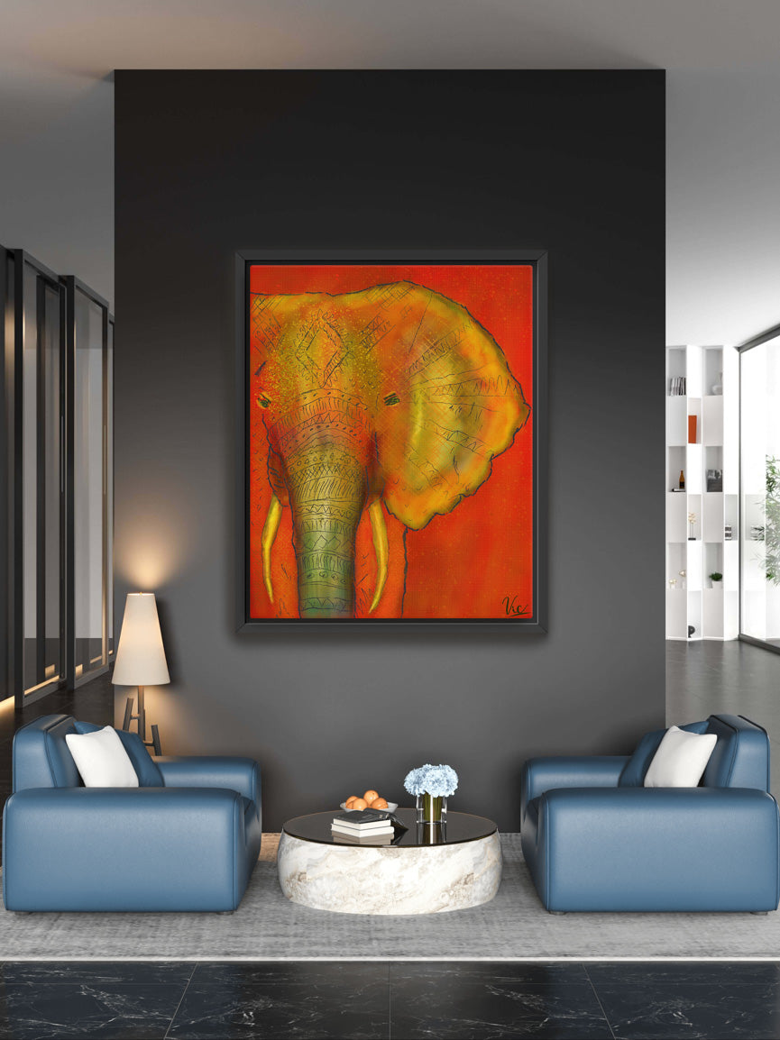 Bold Red Elephant Abstract | Elegant Wall Art | Original Painting