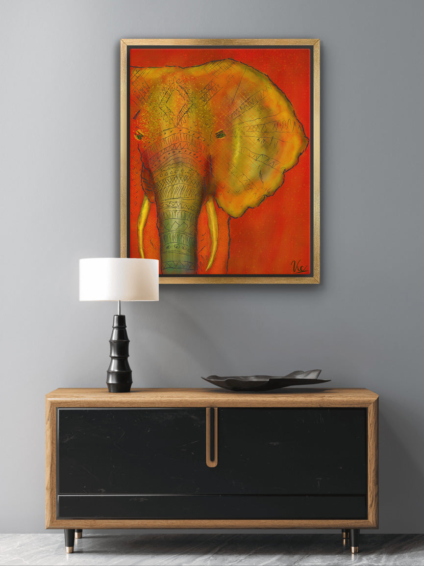 Bold Red Elephant Abstract | Elegant Wall Art | Original Painting