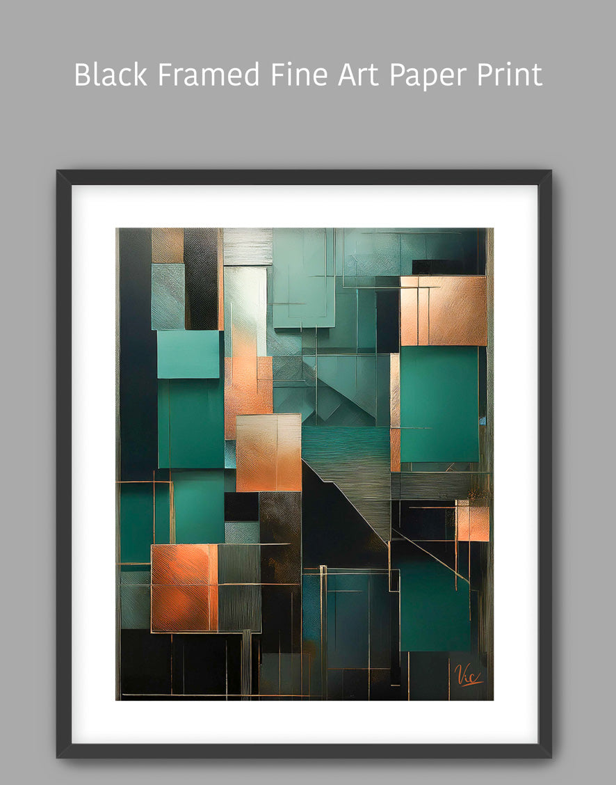 Contemporary Abstract Green Geometric Painting