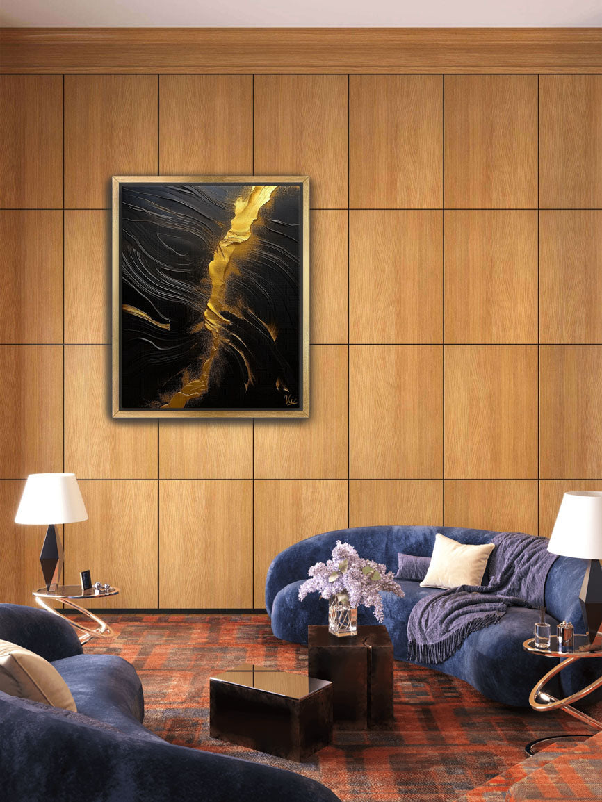 Abstract Black and Gold Contemporary Painting 2
