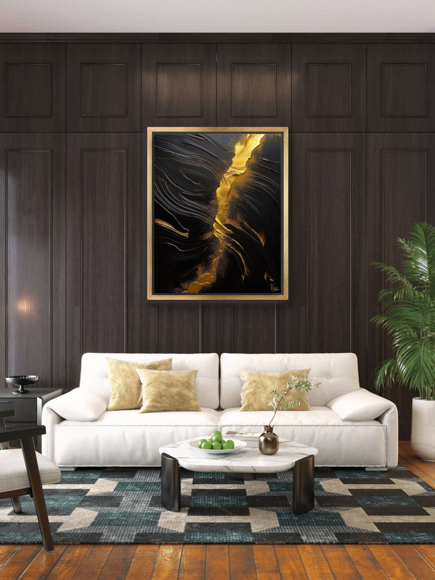 Abstract Black and Gold Contemporary Painting 2