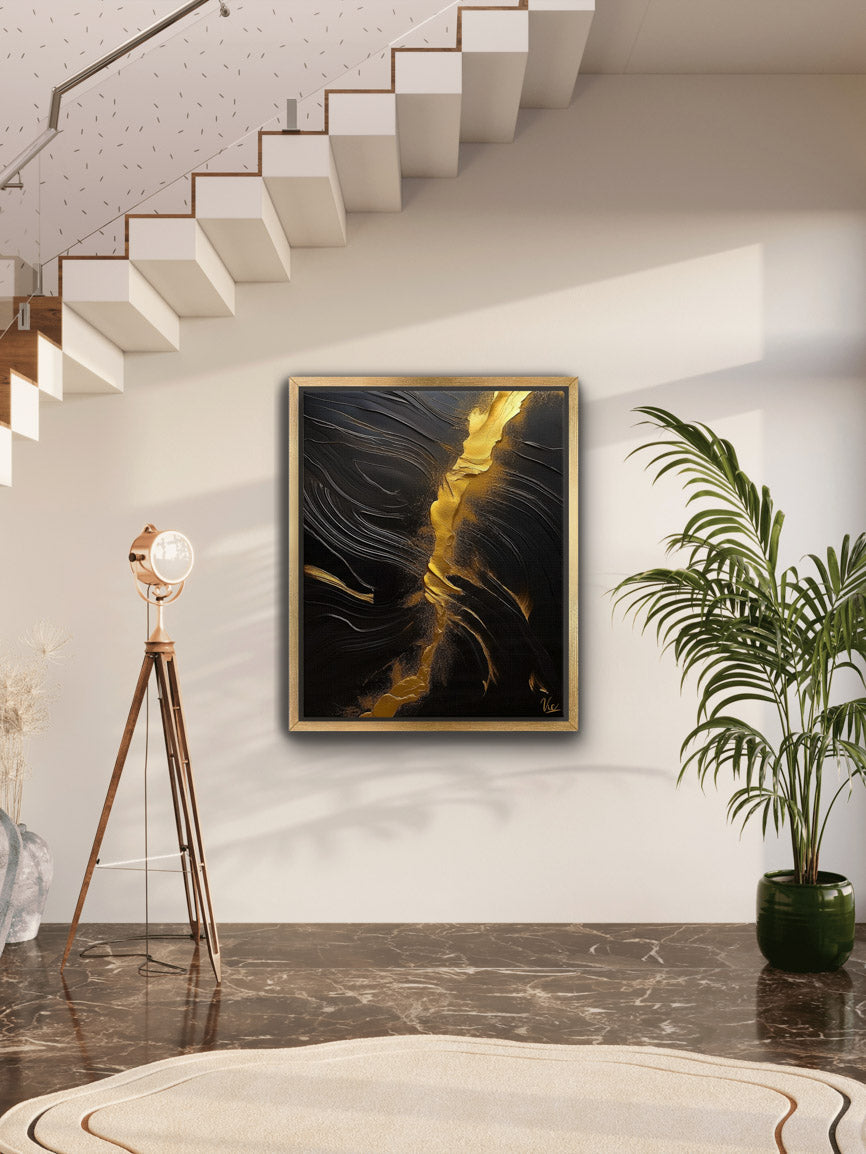Abstract Black and Gold Contemporary Painting 2