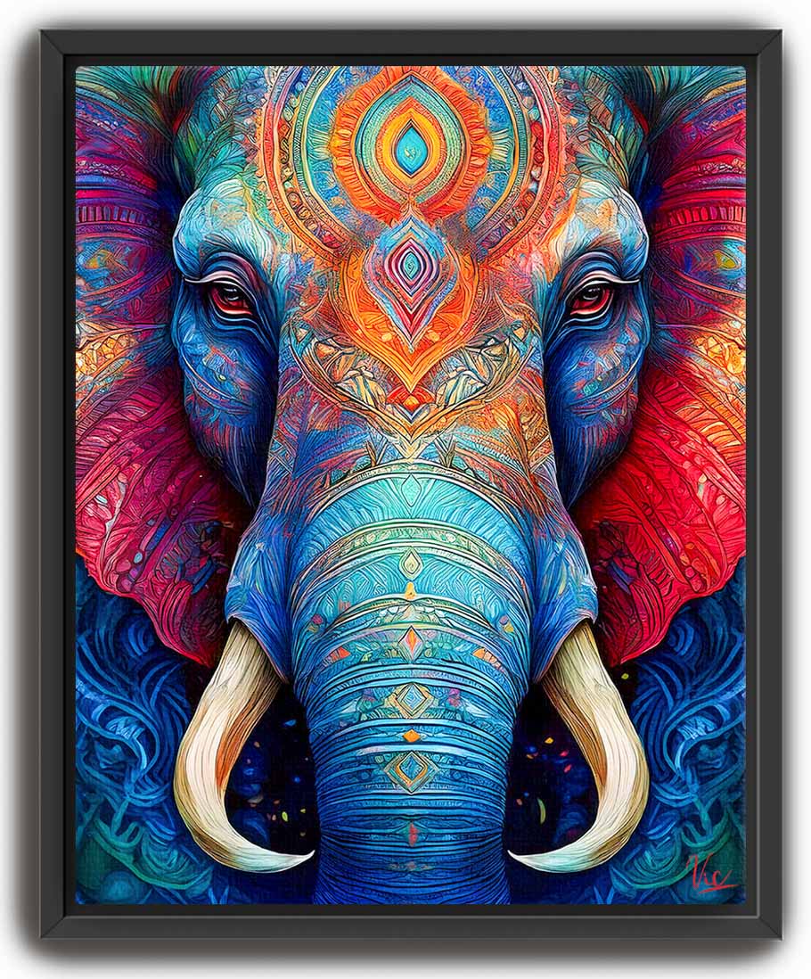 Colorful Indian Elephant Vibrant Wall Art