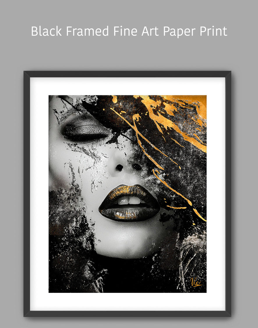 Abstract Woman Face Painting in Black | Modern Fine Art Wall Décor