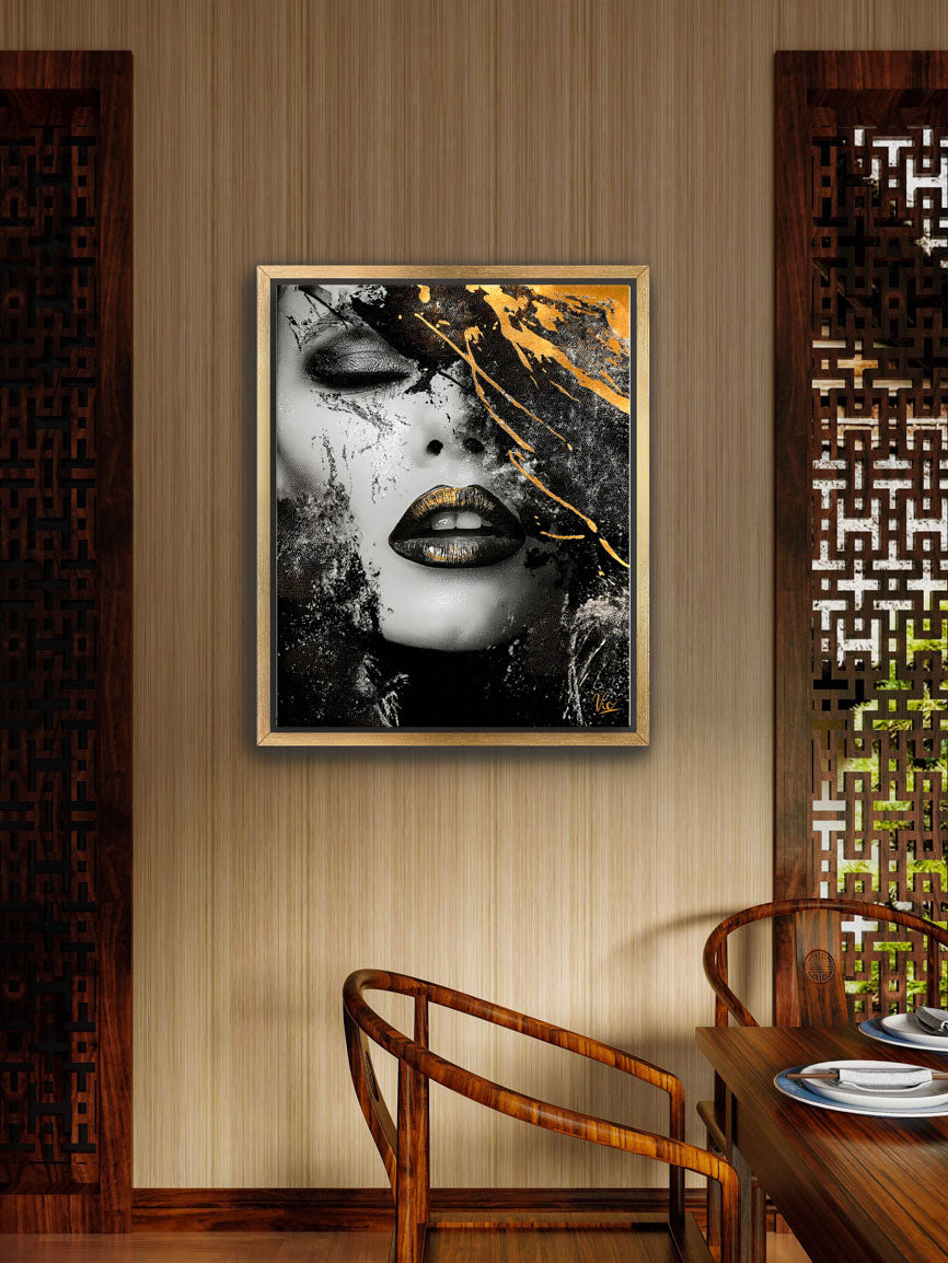 Abstract Woman Face Painting in Black | Modern Fine Art Wall Décor