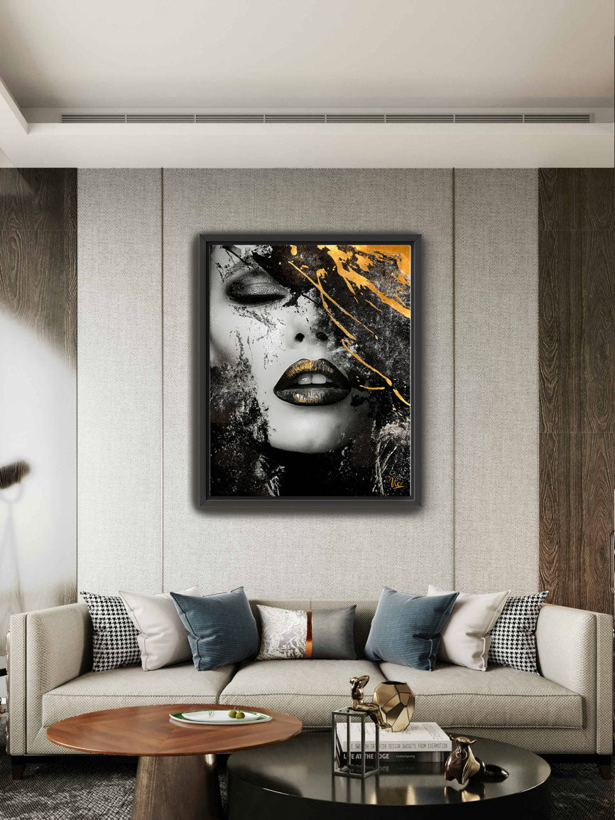 Abstract Woman Face Painting in Black | Modern Fine Art Wall Décor