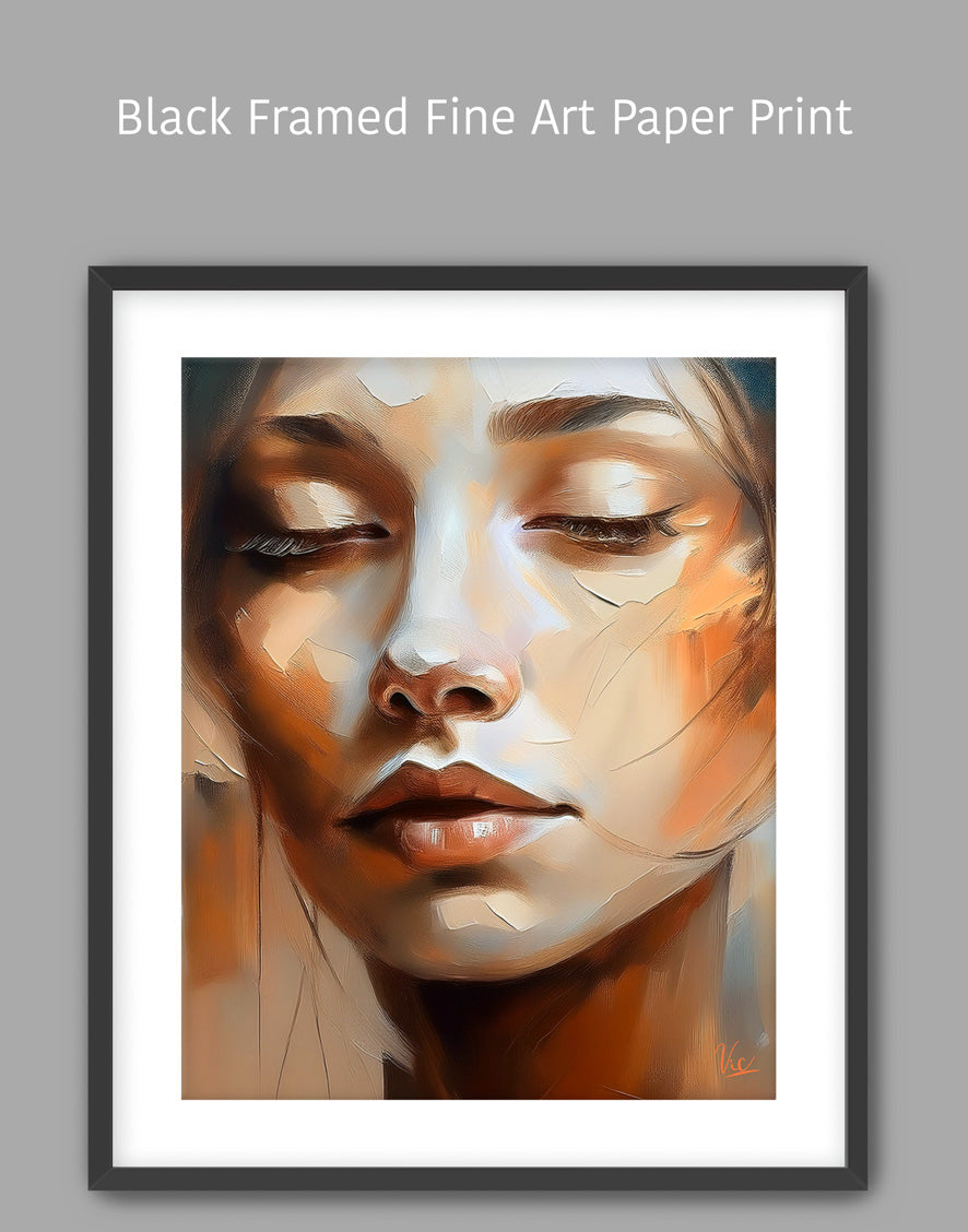Abstract Modern Woman Face Painting in Beige Muted Tone
