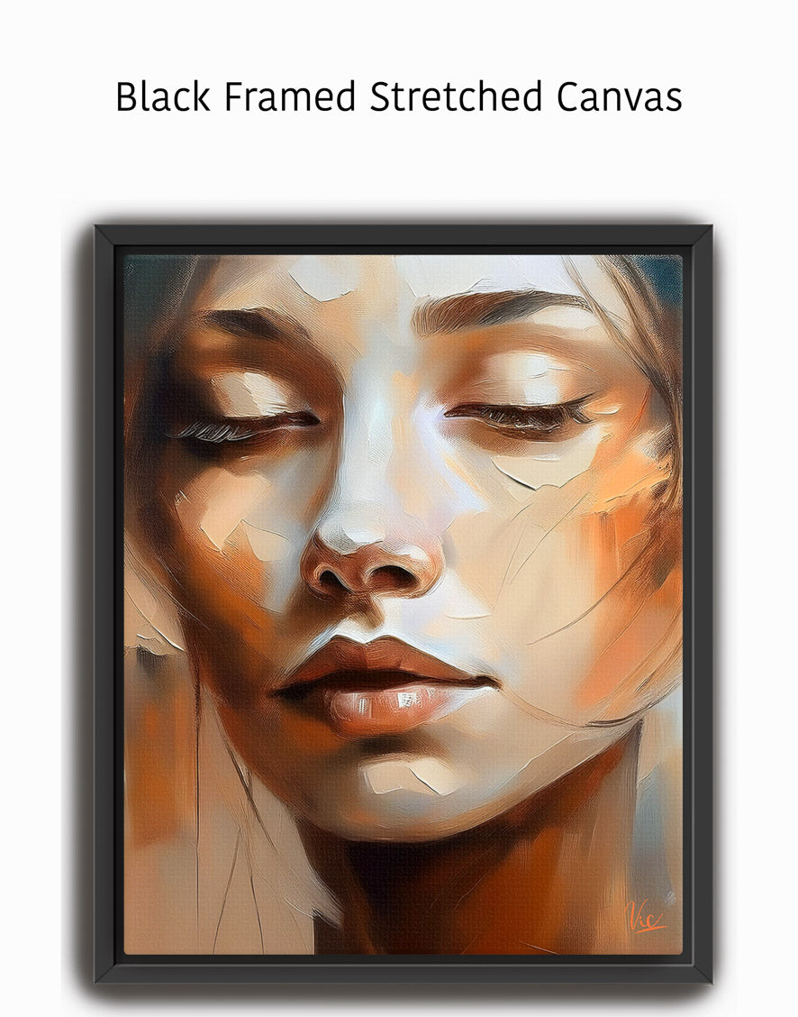 Abstract Modern Woman Face Painting in Beige Muted Tone