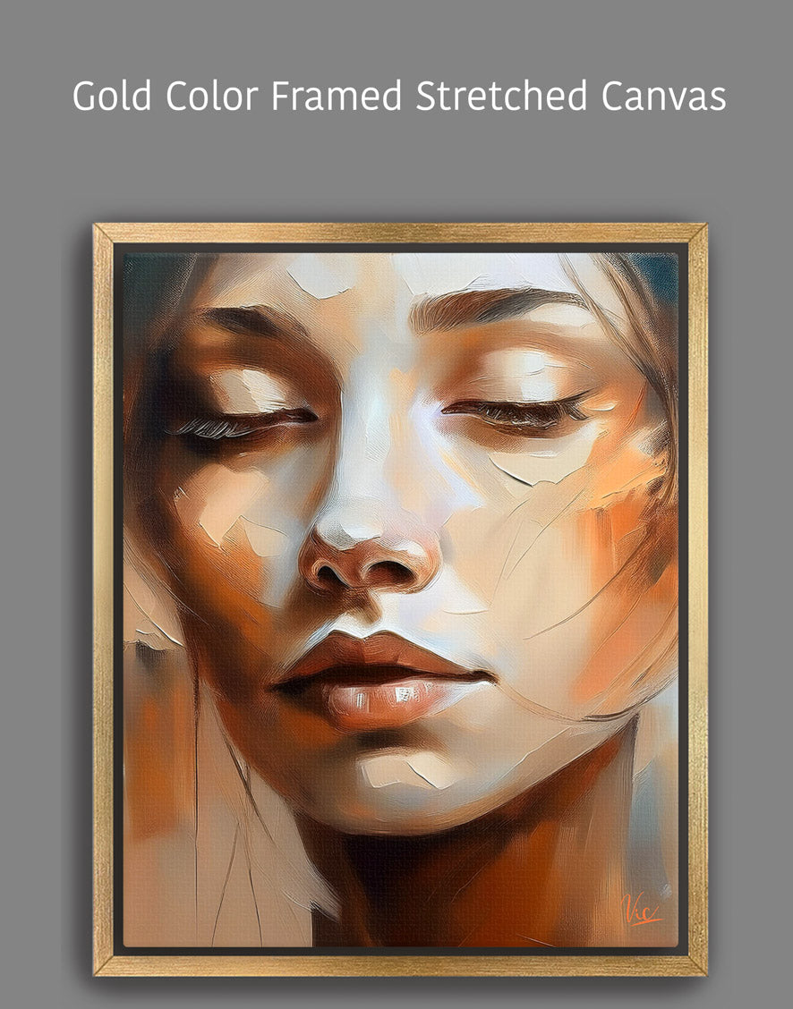 Abstract Modern Woman Face Painting in Beige Muted Tone