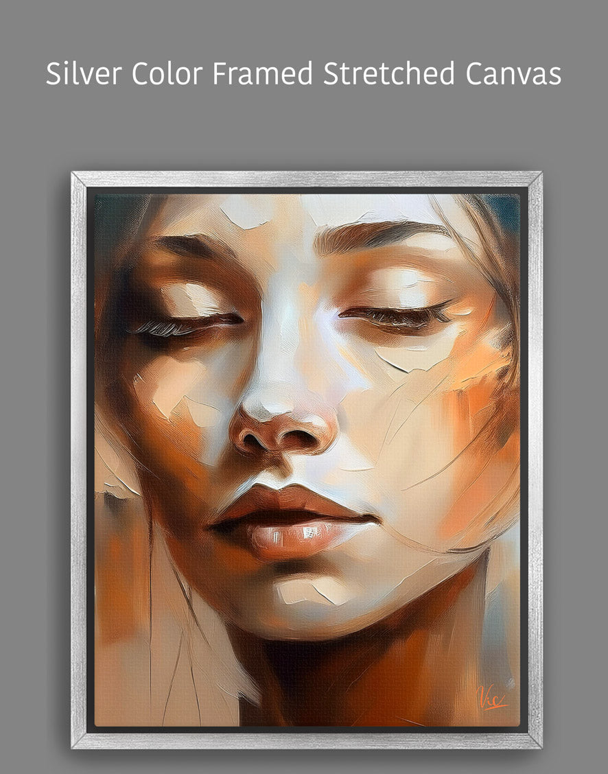 Abstract Modern Woman Face Painting in Beige Muted Tone