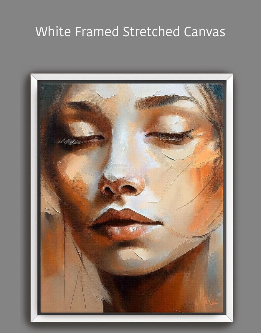 Abstract Modern Woman Face Painting in Beige Muted Tone