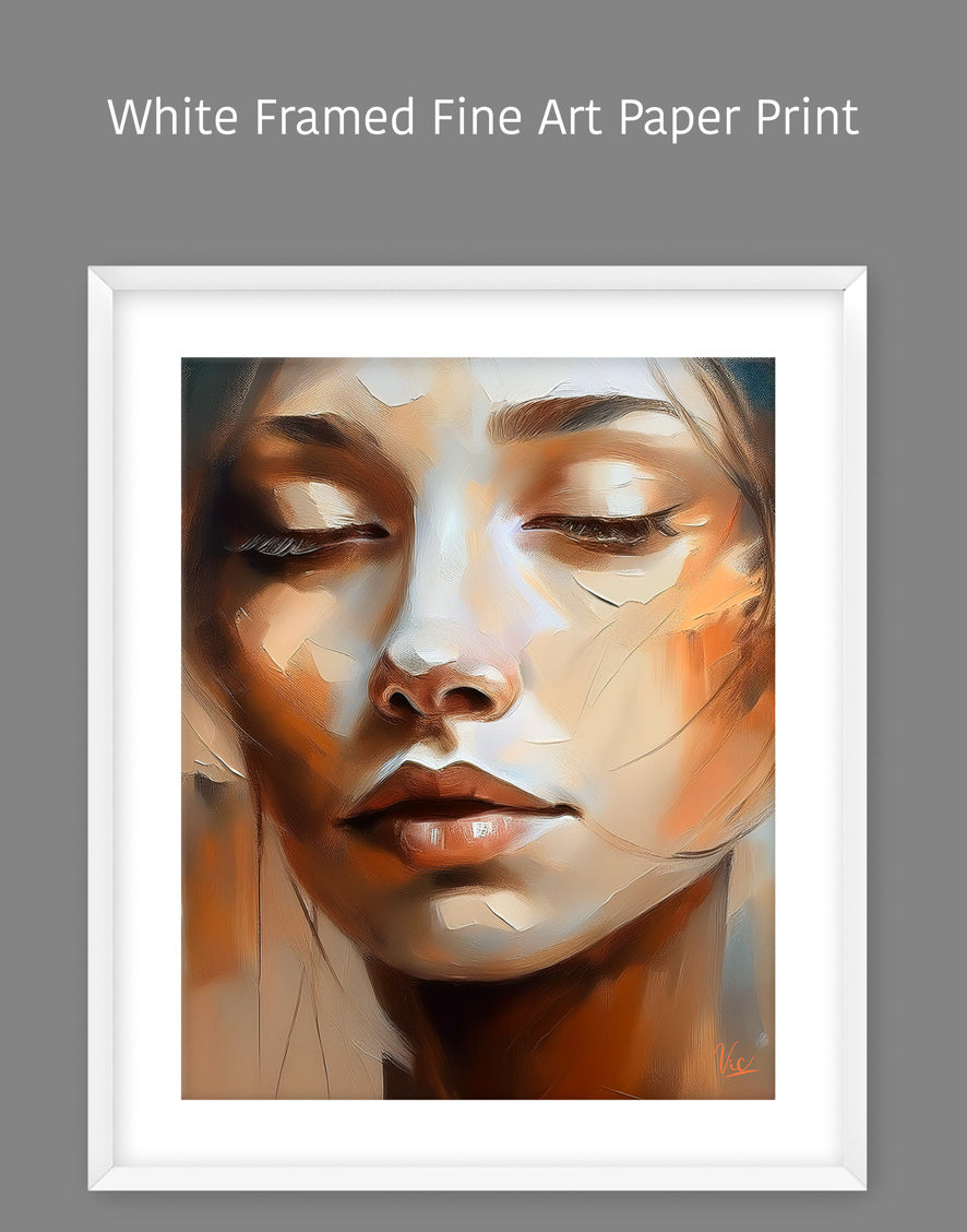Abstract Modern Woman Face Painting in Beige Muted Tone