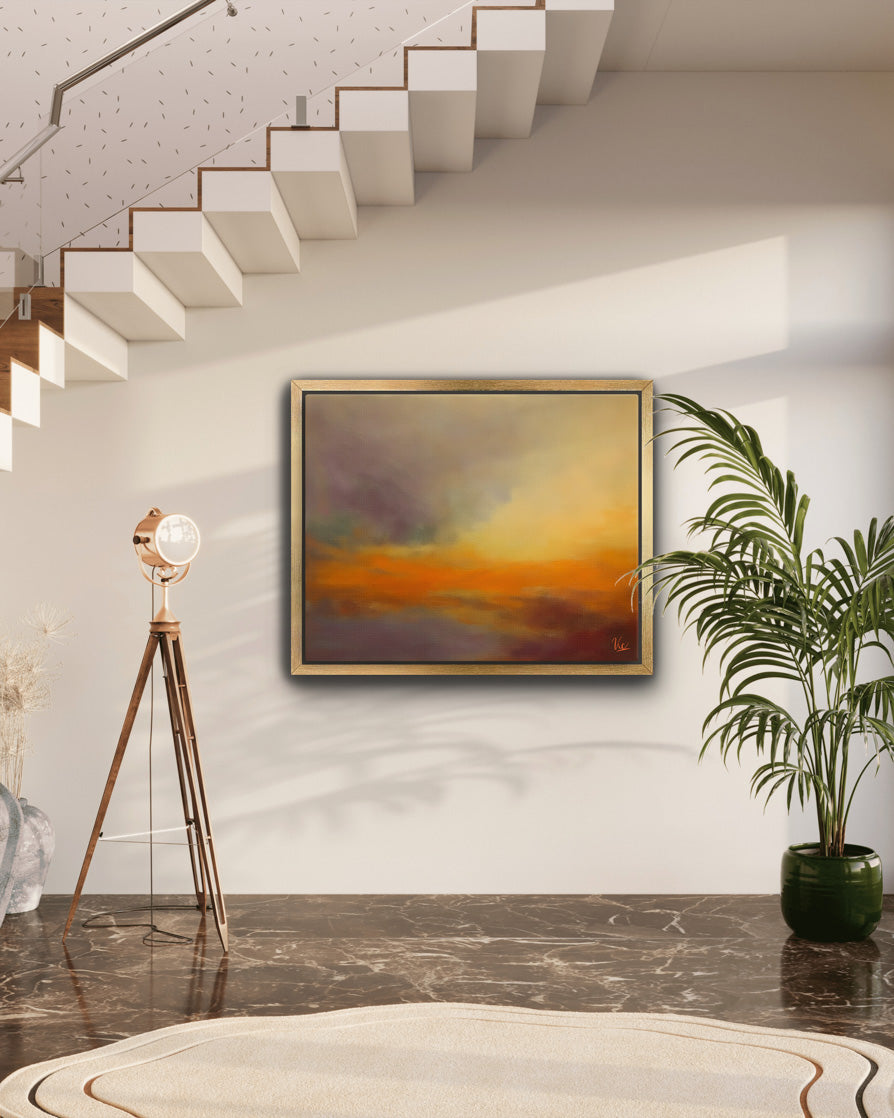 Abstract Orange Contemporary Sunset Artwork