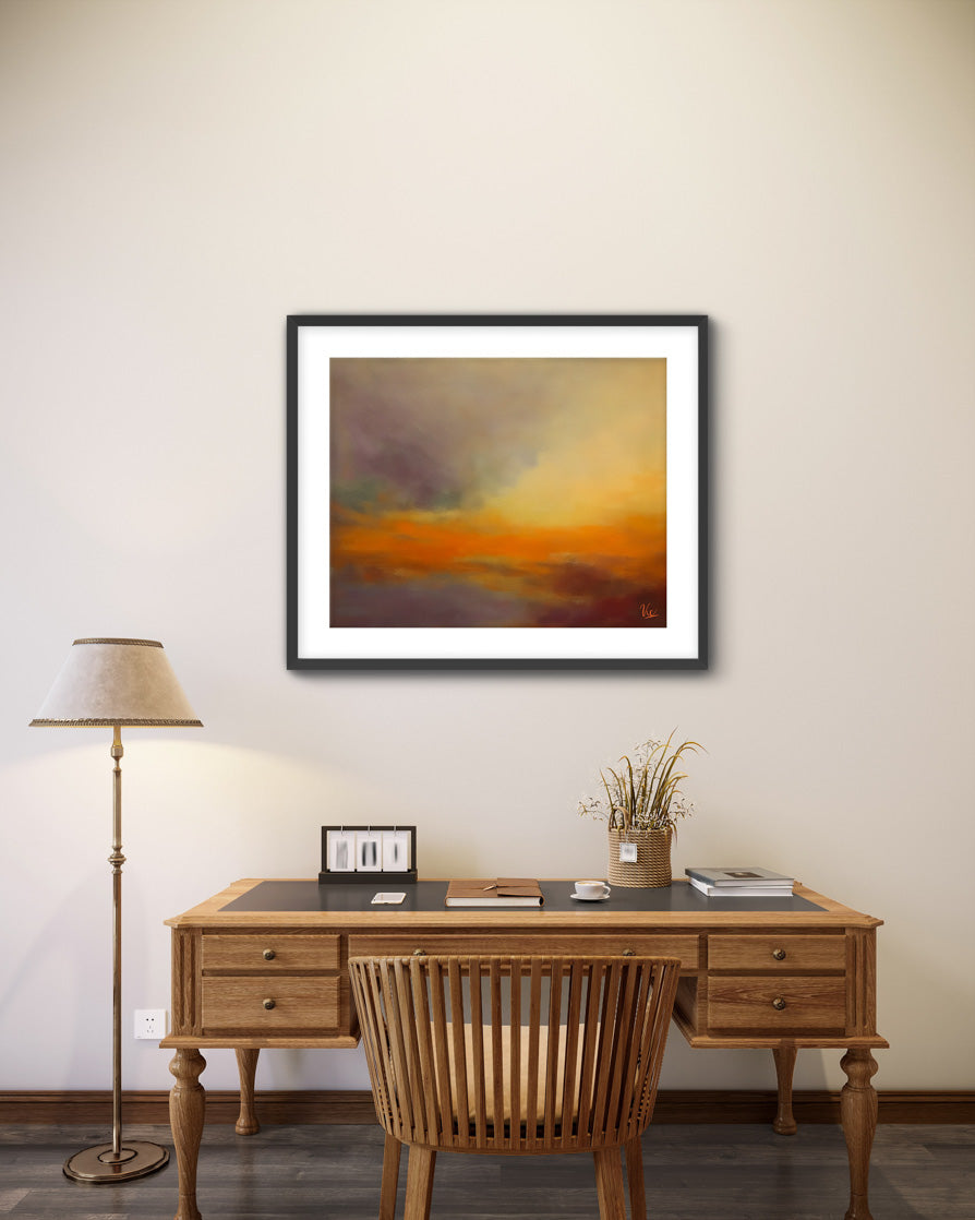 Abstract Orange Contemporary Sunset Artwork