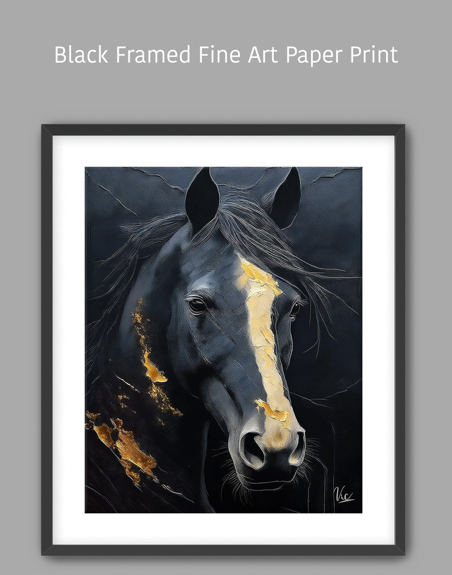 Modern Black Horse Fine Art Painting