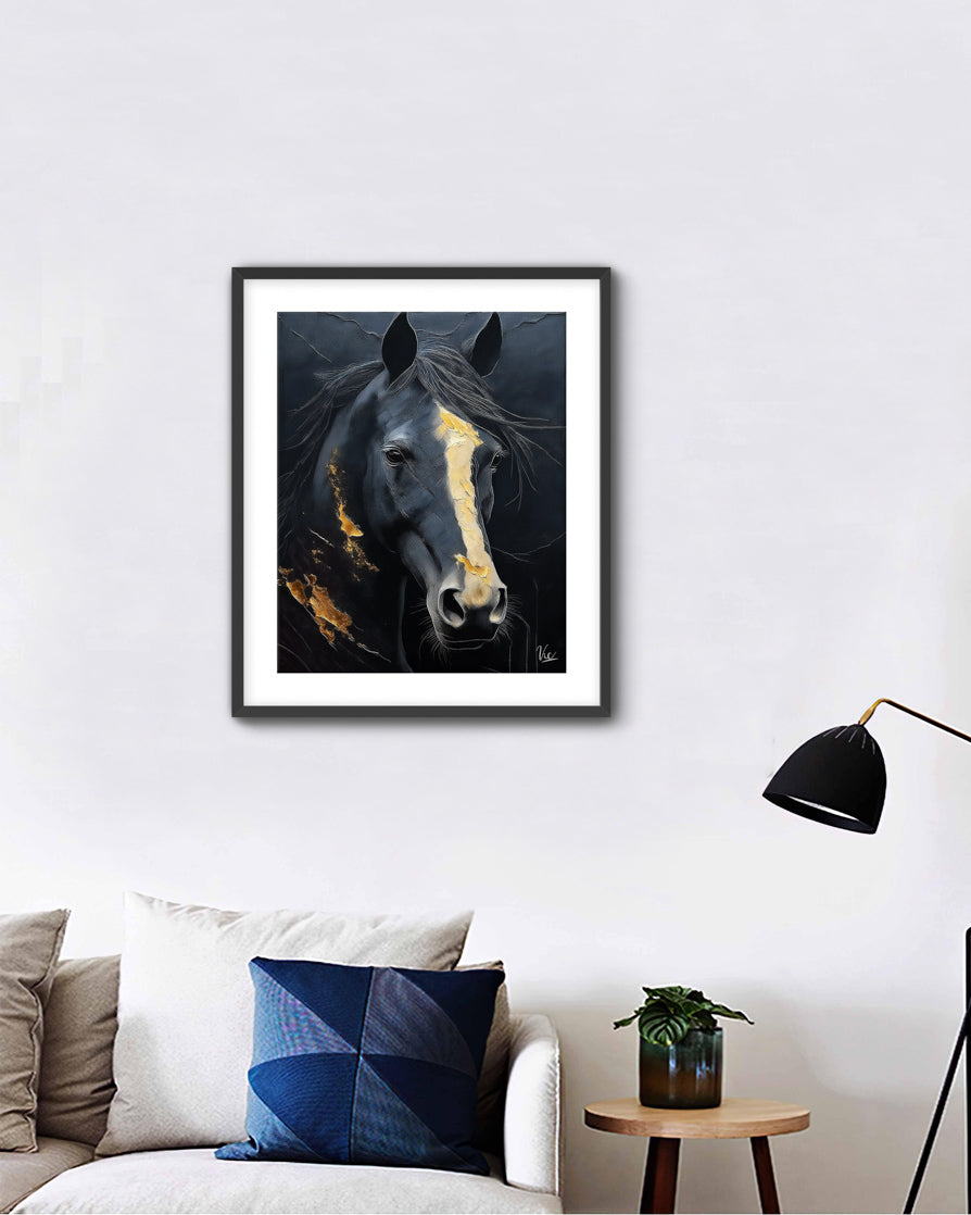 Modern Black Horse Fine Art Painting