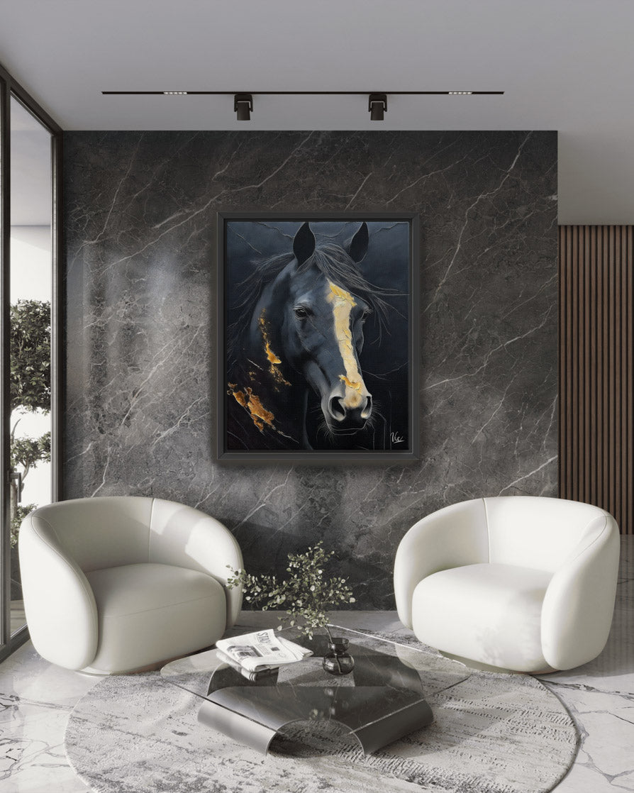Modern Black Horse Fine Art Painting