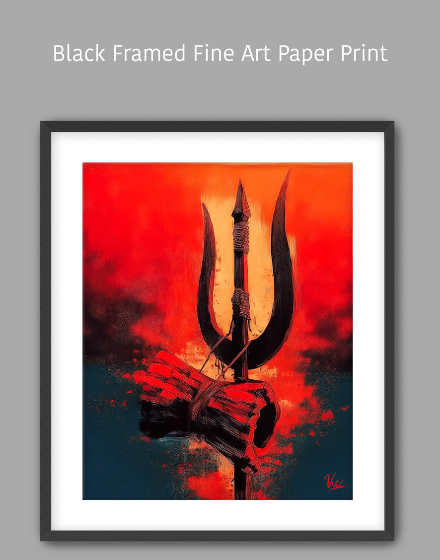 Shiva Trishool Wall Painting - Sacred Trident Artwork