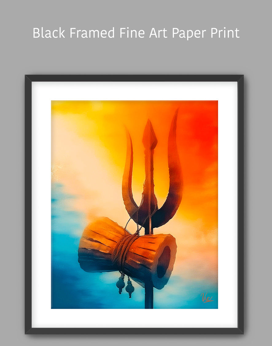 Shiva Trishool Wall Painting 2 - Sacred Trident Artwork