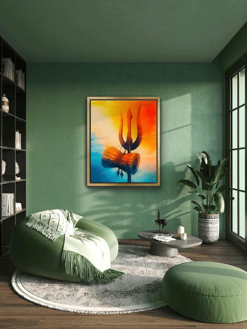 Shiva Trishool Wall Painting 2 - Sacred Trident Artwork