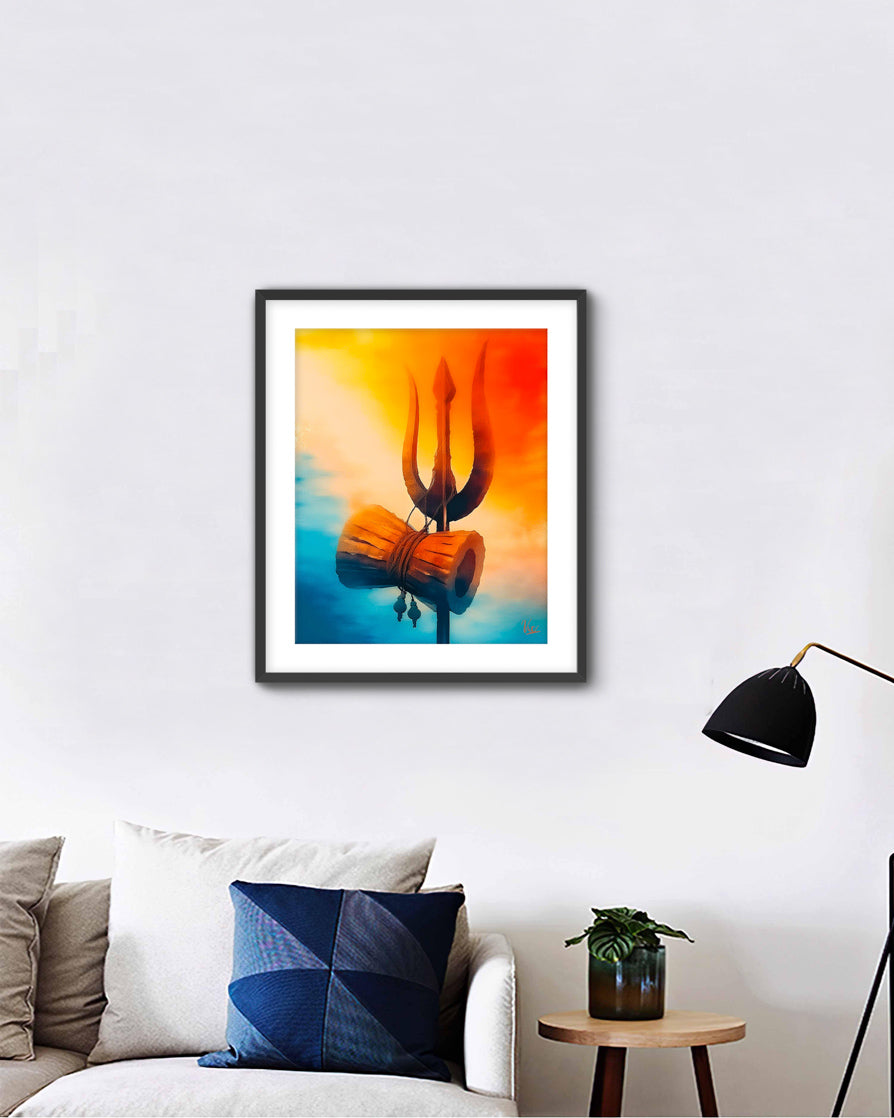 Shiva Trishool Wall Painting 2 - Sacred Trident Artwork