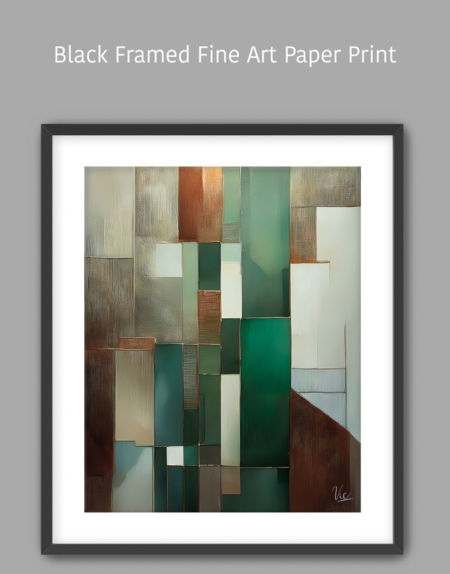 Abstract Green and Brown Contemporary Wall Painting