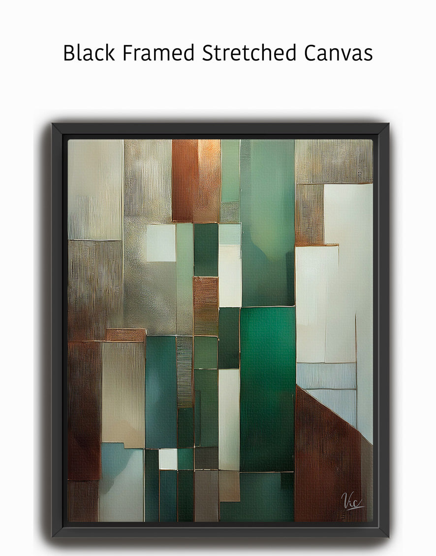 Abstract Green and Brown Contemporary Wall Painting