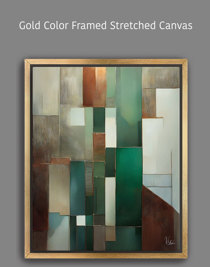 Abstract Green and Brown Contemporary Wall Painting