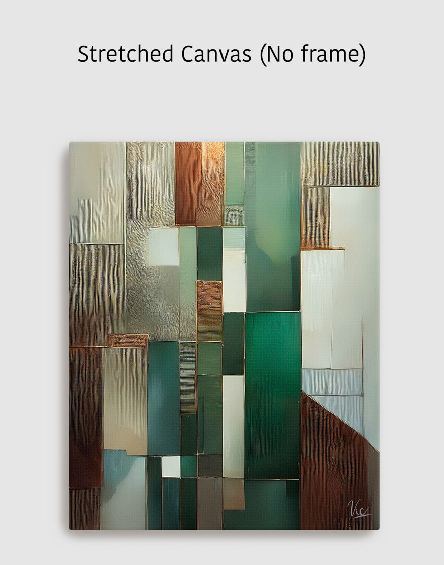 Abstract Green and Brown Contemporary Wall Painting