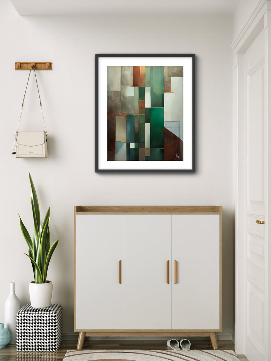 Abstract Green and Brown Contemporary Wall Painting