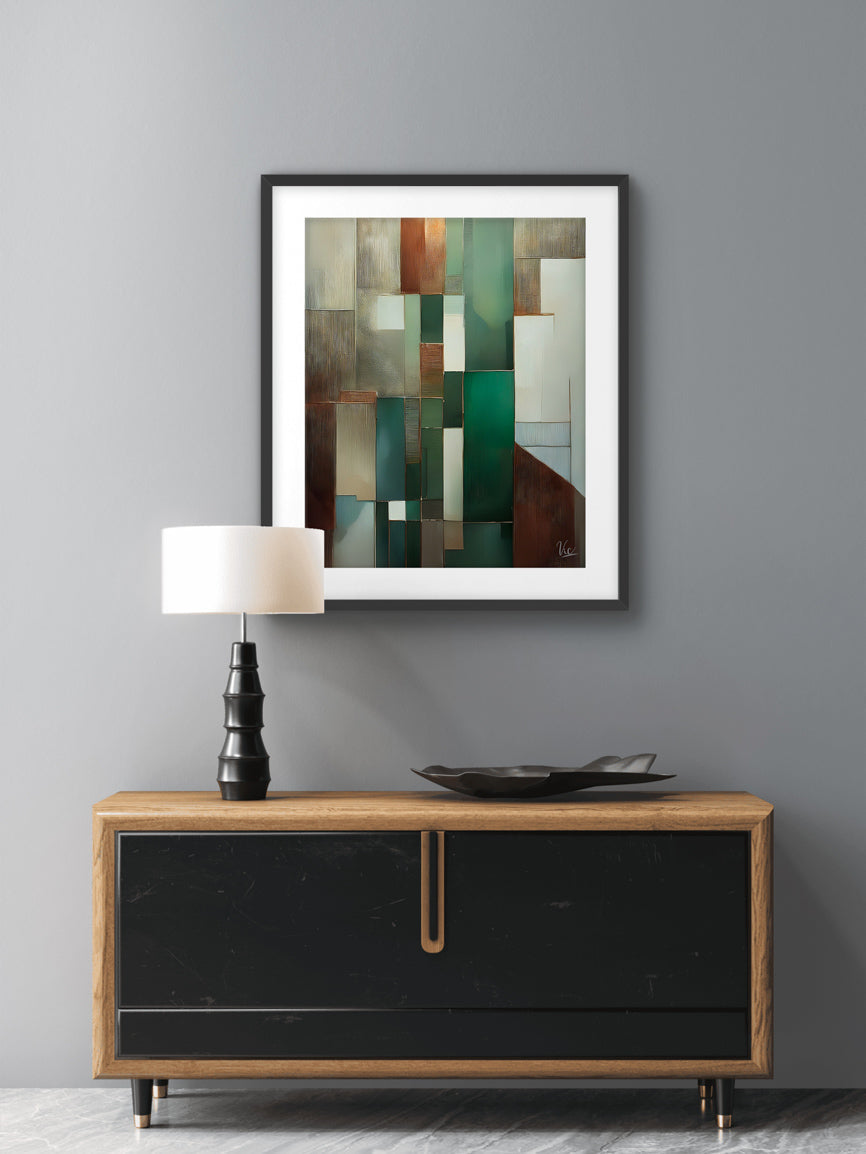 Abstract Green and Brown Contemporary Wall Painting