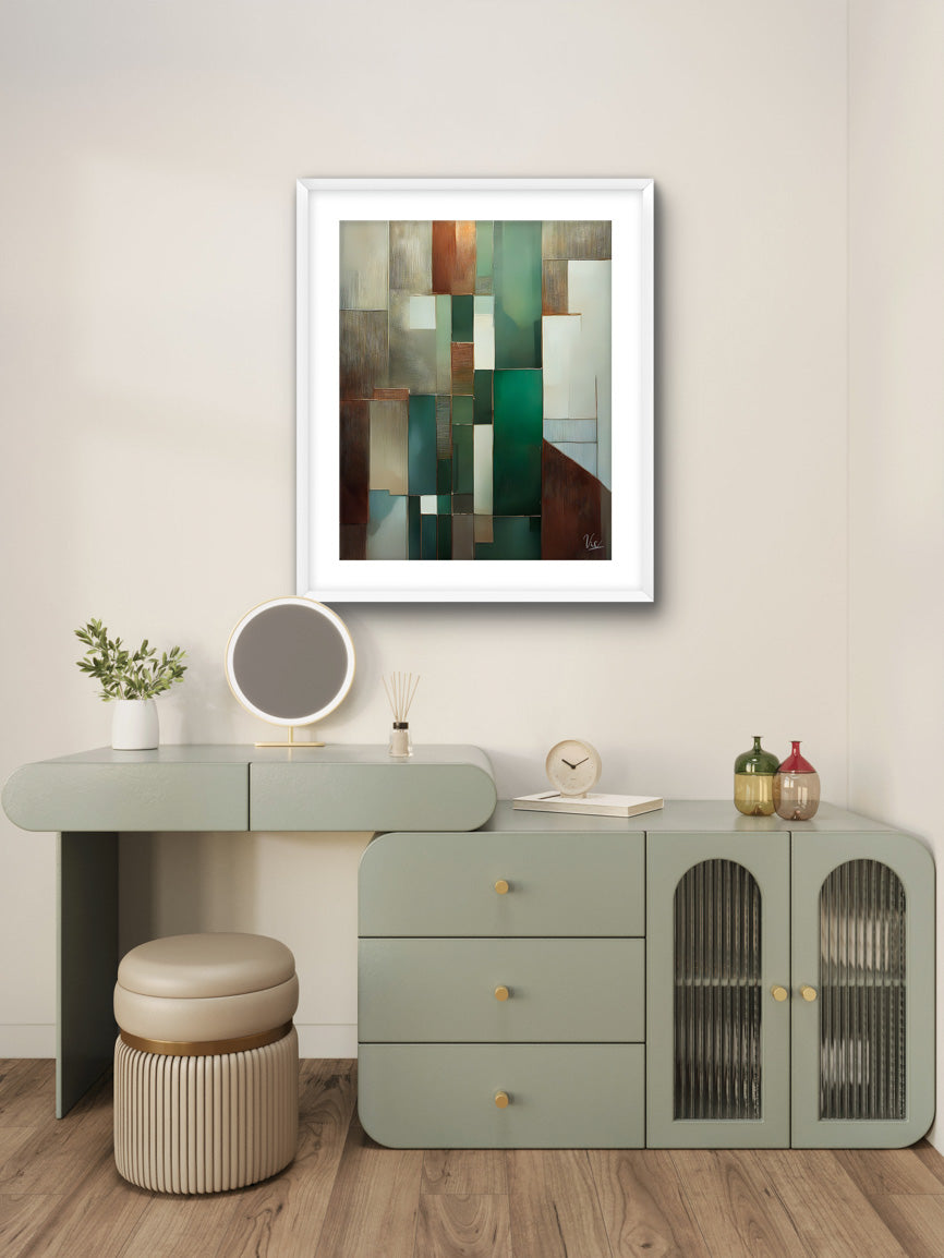 Abstract Green and Brown Contemporary Wall Painting