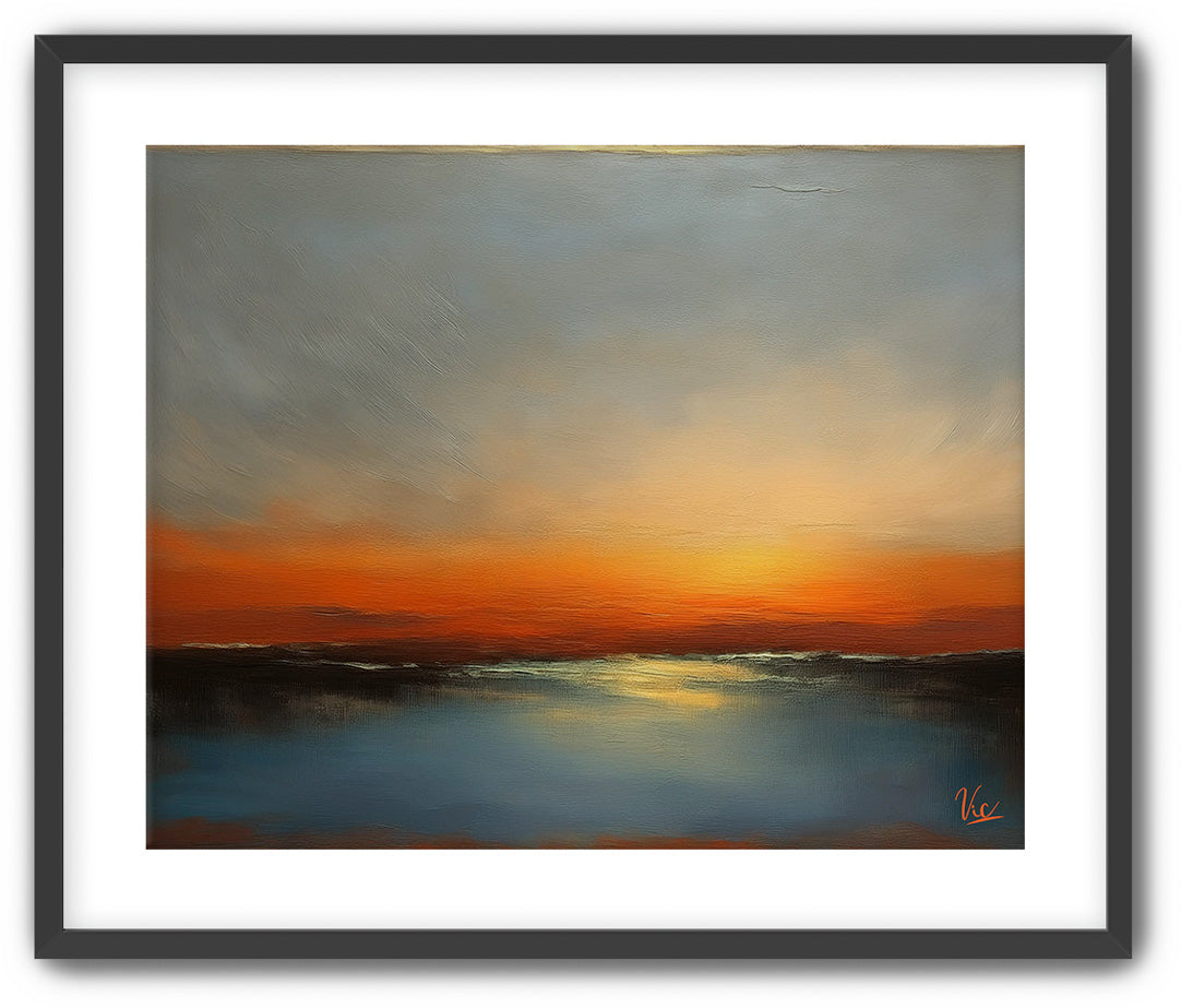 Abstract Orange Contemporary Sunset Artwork 2