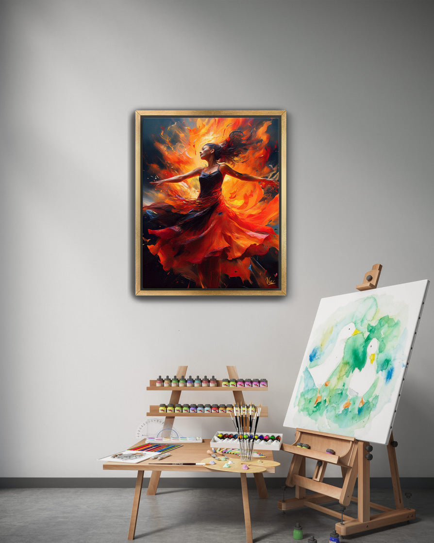 Vibrant Wall Art - Colorful Young Girl Dancing Painting