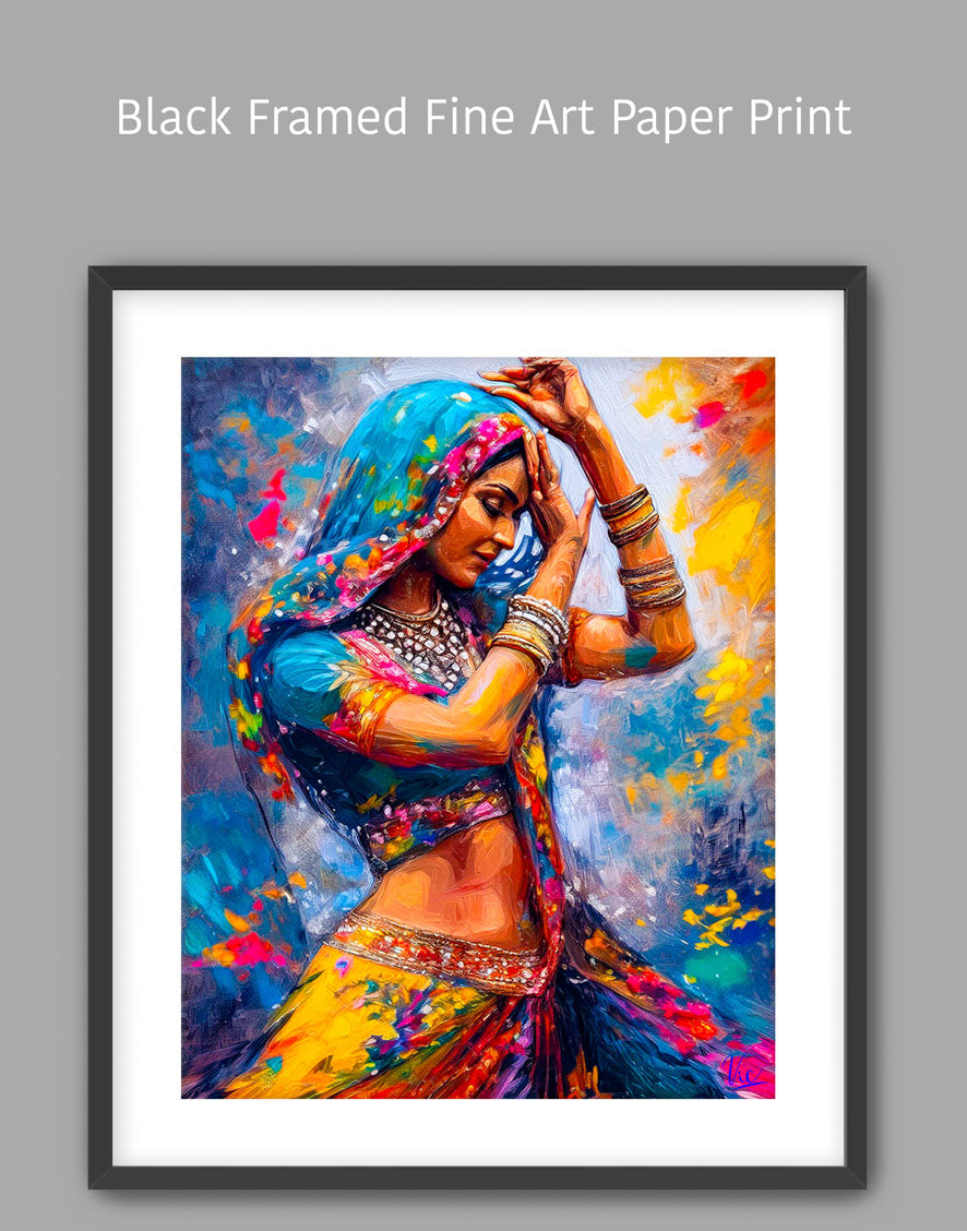Vibrant Wall Art - Colorful Indian Girl Dancing Painting