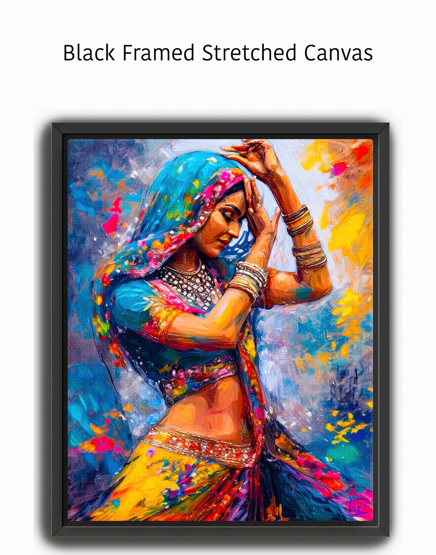 Vibrant Wall Art - Colorful Indian Girl Dancing Painting