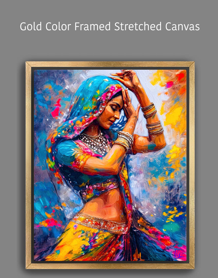 Vibrant Wall Art - Colorful Indian Girl Dancing Painting