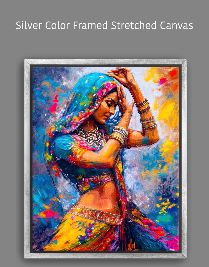 Vibrant Wall Art - Colorful Indian Girl Dancing Painting
