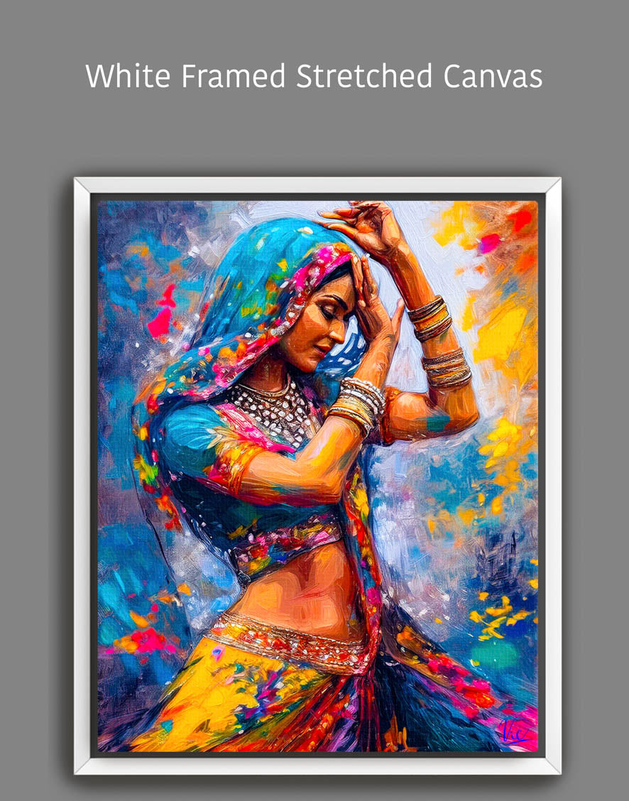 Vibrant Wall Art - Colorful Indian Girl Dancing Painting