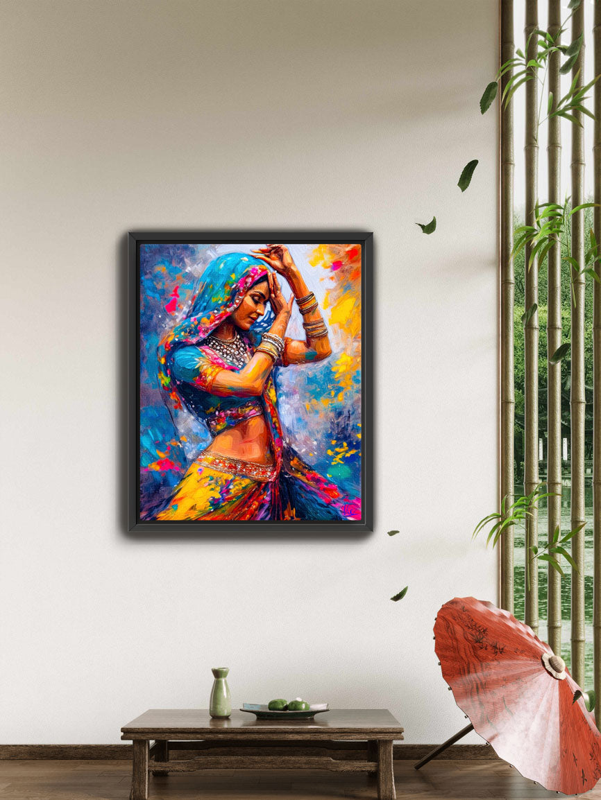 Vibrant Wall Art - Colorful Indian Girl Dancing Painting